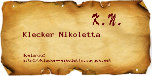Klecker Nikoletta névjegykártya